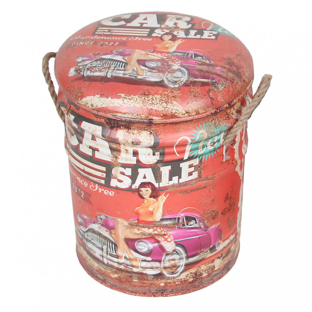 Cosma Set di 2 Pouf con Stampa Vintage