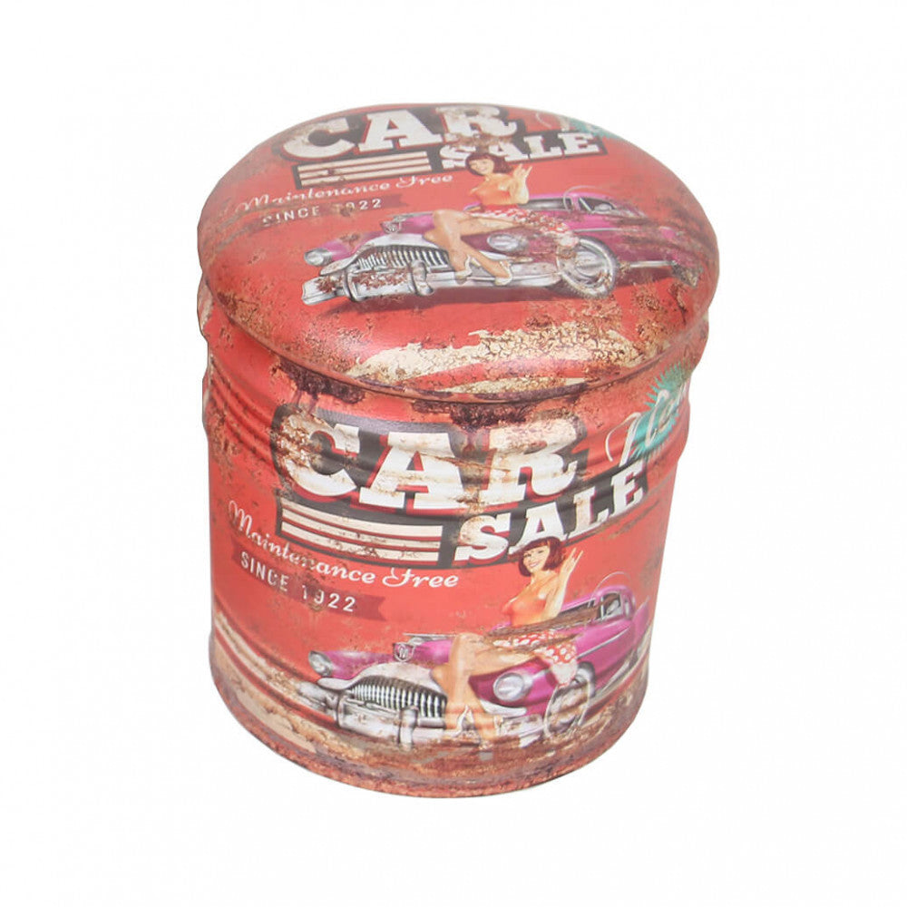Cosma Set di 2 Pouf con Stampa Vintage