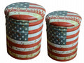 Pouf contenitore Cosma grande con stampa bandiera USA vintage