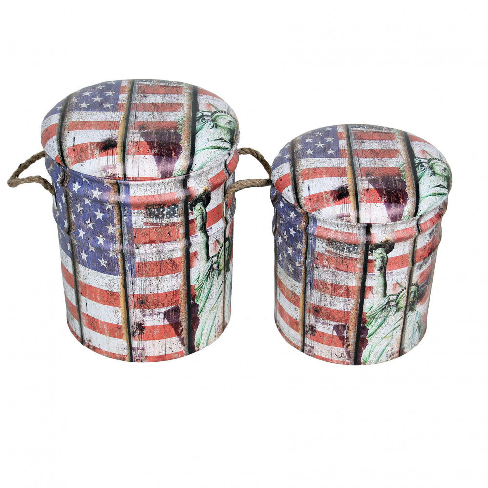 Cosma Set Pouf Contenitore con manici in corda