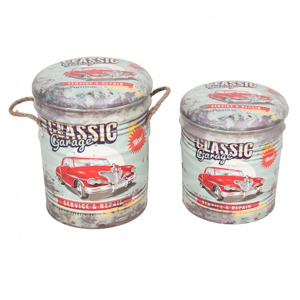 Cosma Set Pouf Con Occhielli Metallici