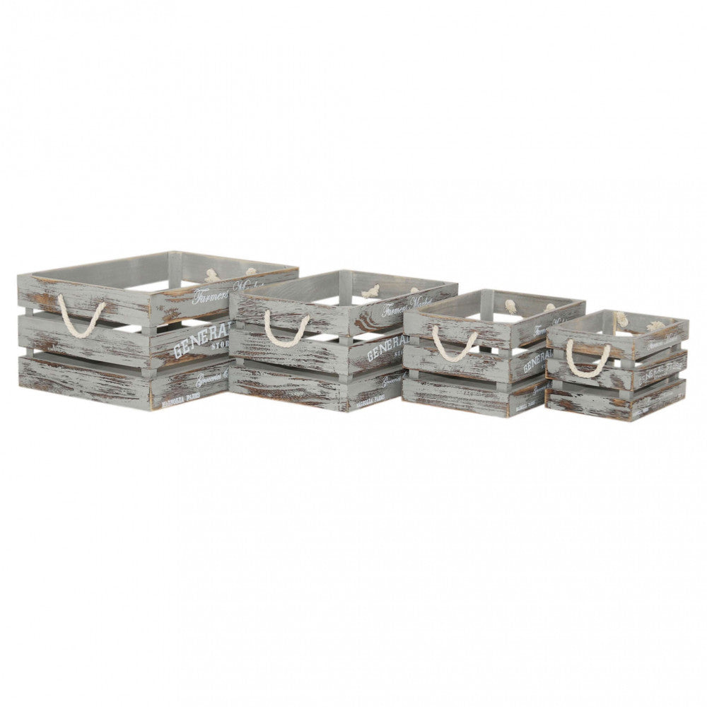 Cosma Set di Cassette in Legno con Manici in Corda