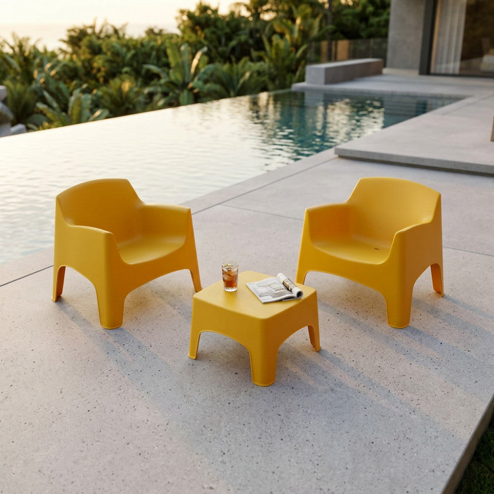 Set Ibiza Terrace 2 Posti in Polipropilene Giallo - HF807374-GIAL
