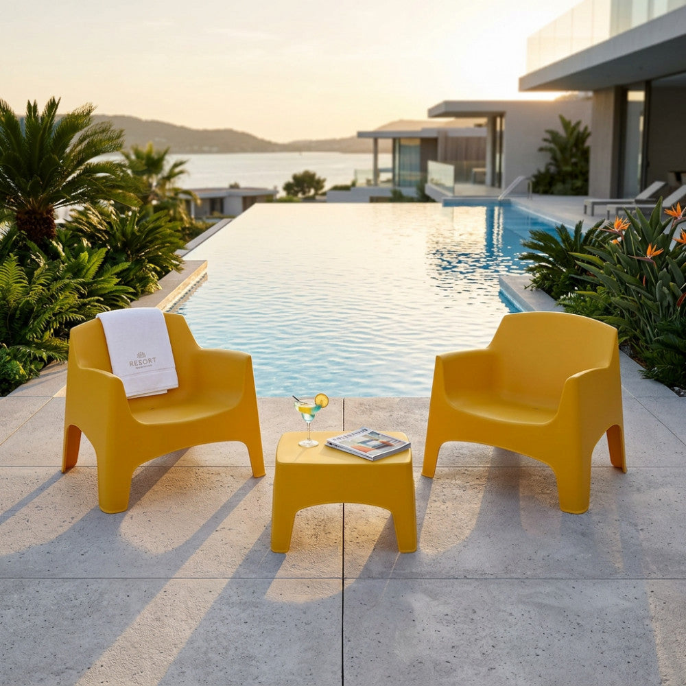 Set Ibiza Terrace 2 Posti in Polipropilene Giallo - HF807374-GIAL - foto 2