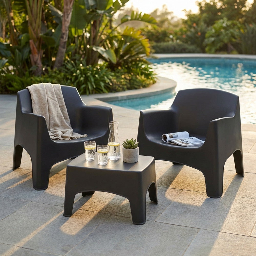 Set Ibiza Terrace 2 Posti in Polipropilene Nero - HF807374-NERO