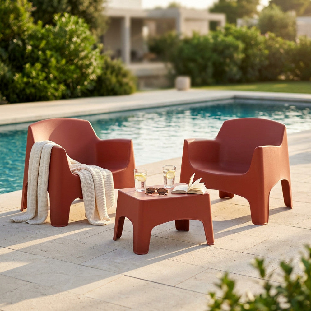 Set Ibiza Terrace 2 Posti in Polipropilene Rosso - HF807374-RED - foto 2