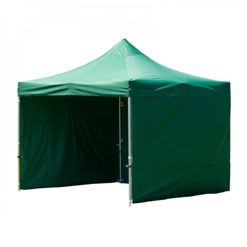 Gazebo Cosma con pareti laterali verdi installate