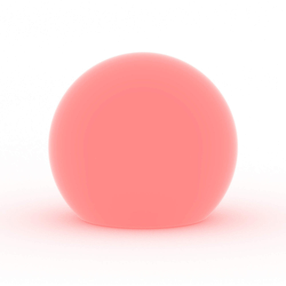 Sfera luminosa Gemini accesa con luce rossa intensa su sfondo bianco.