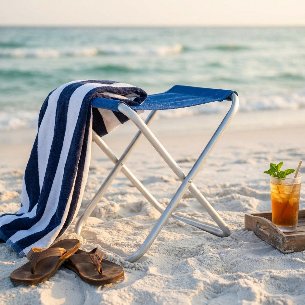 Cosma Sgabello Alluminio BC807881 pieghevole blu su spiaggia