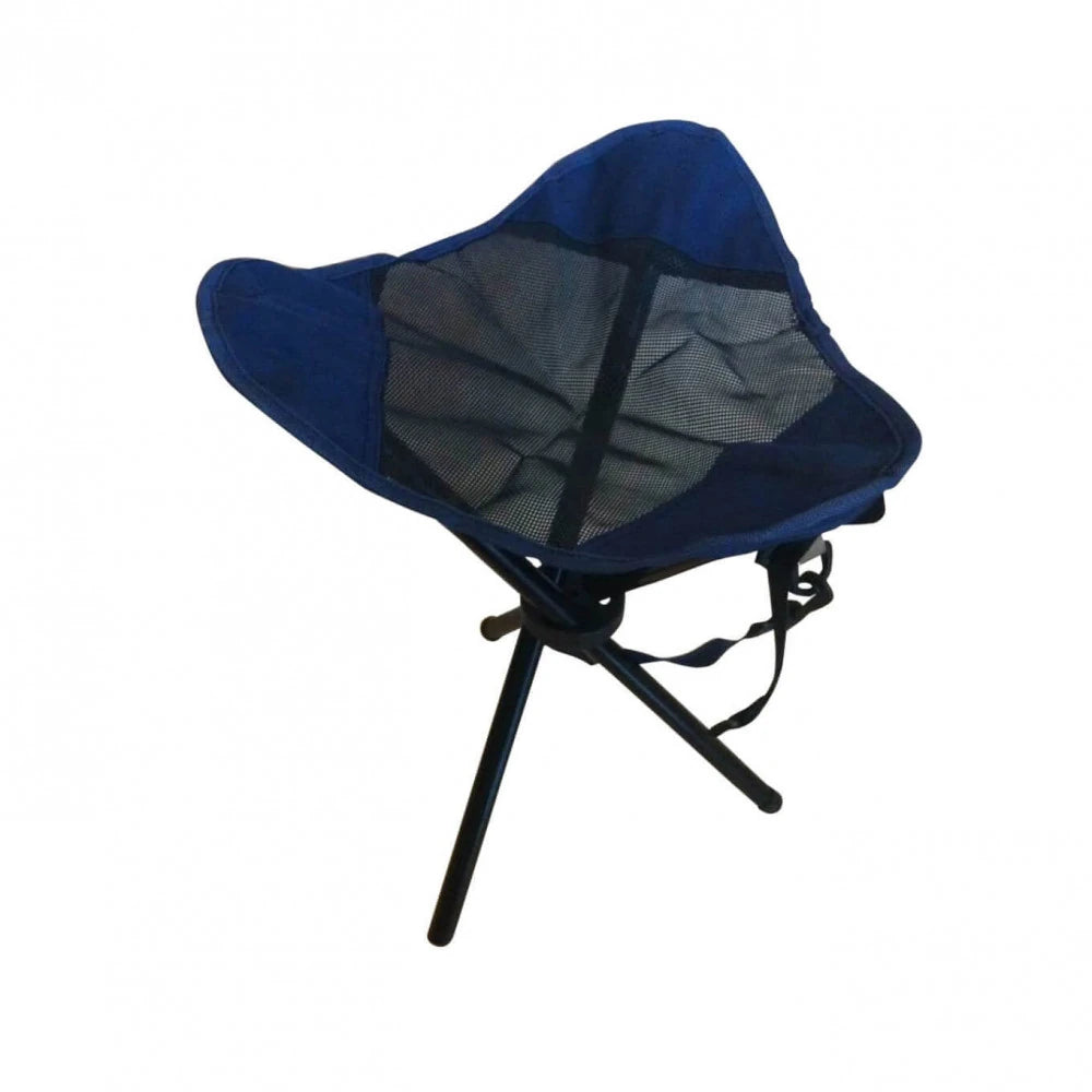 Sgabello Fisher Oxford Blu pieghevole, ultraleggero in acciaio e tessuto, ideale per campeggio e attività outdoor, vista laterale