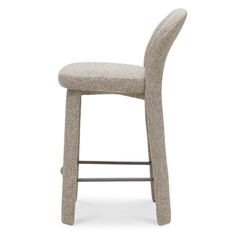 Sgabello imbottito Ari marrone e crema con poggiapiedi - NN-ARI-UPH-STO-LIGBRO-669 - foto 4