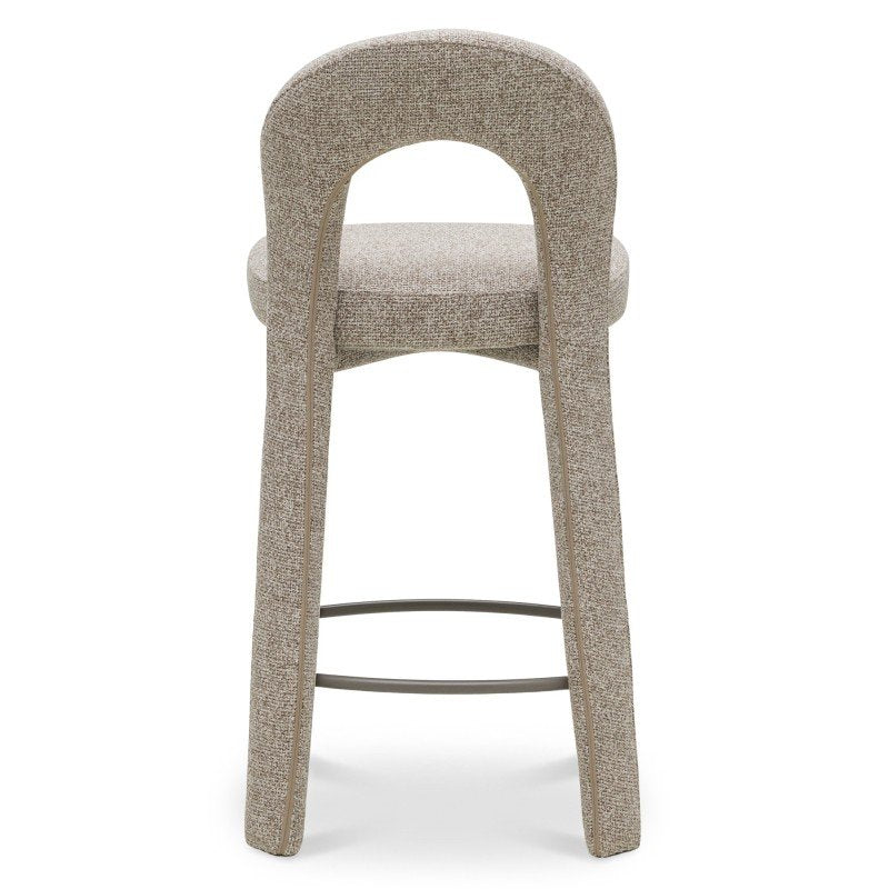 Sgabello imbottito Ari marrone e crema con poggiapiedi - NN-ARI-UPH-STO-LIGBRO-669 - foto 6