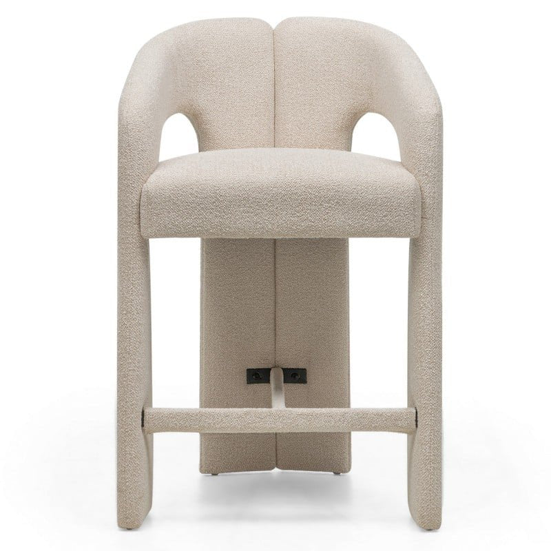 Sgabello imbottito Joel beige con braccioli - NN-JOE-UPH-CHA-LIGBEI-441