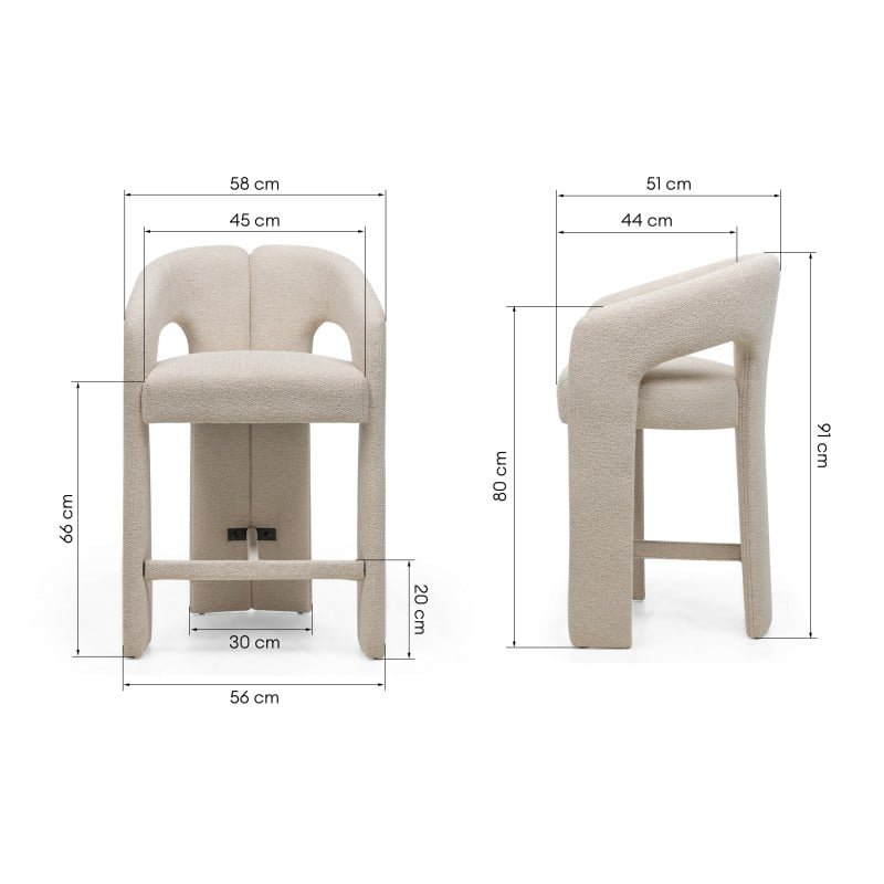 Sgabello imbottito Joel beige con braccioli - NN-JOE-UPH-CHA-LIGBEI-441 - foto 9