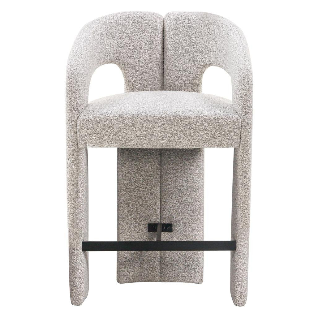 Sgabello imbottito Joel grigio beige con braccioli - NN-JOE-UPH-STO-BEI-351