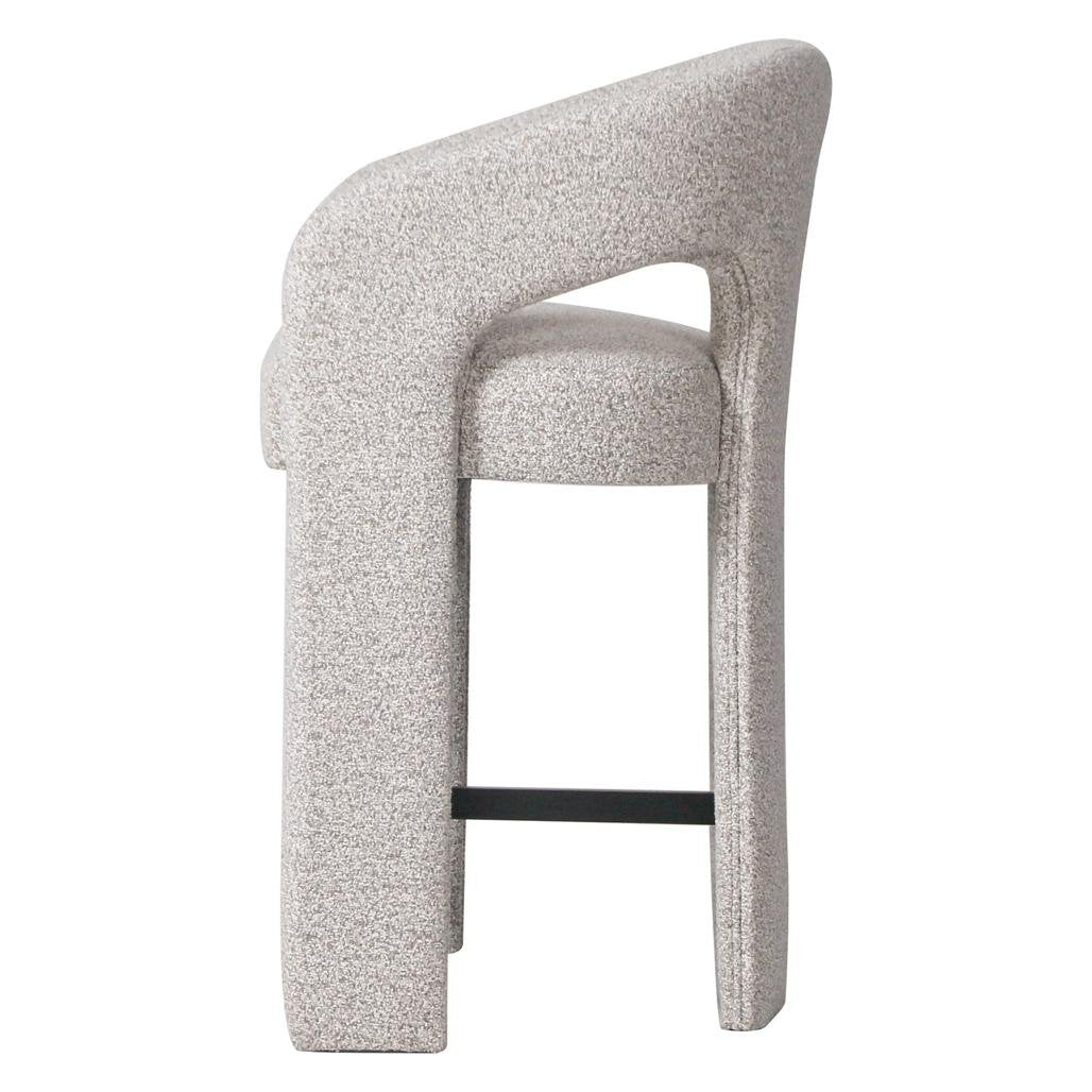 Sgabello imbottito Joel grigio beige con braccioli - NN-JOE-UPH-STO-BEI-351 - foto 2