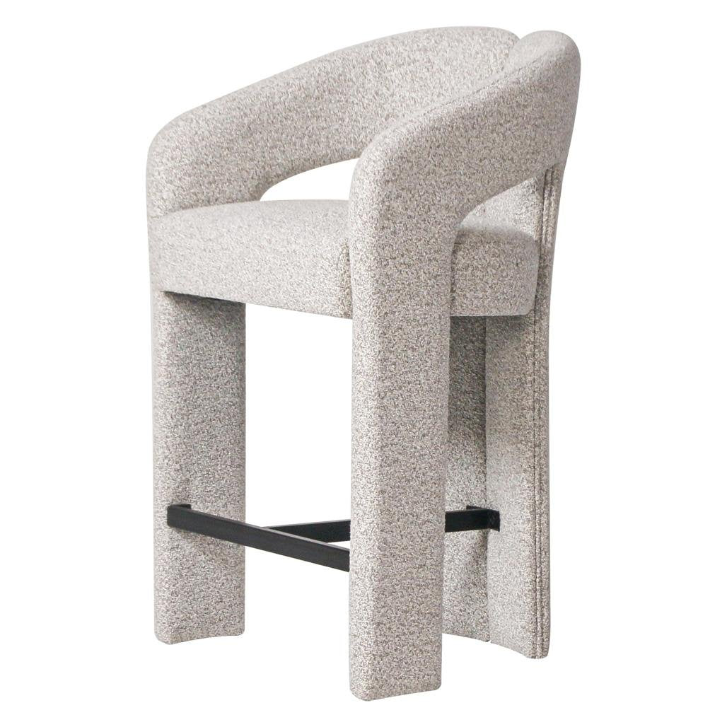 Sgabello imbottito Joel grigio beige con braccioli - NN-JOE-UPH-STO-BEI-351 - foto 3