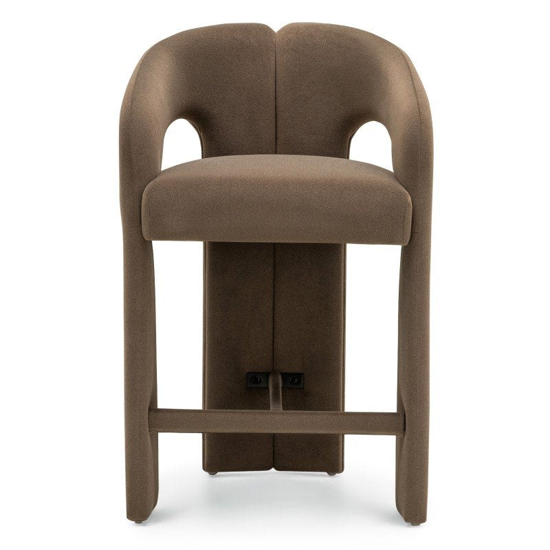 Sgabello imbottito Joel moka con braccioli - NN-JOE-UPH-STO-MOC-652