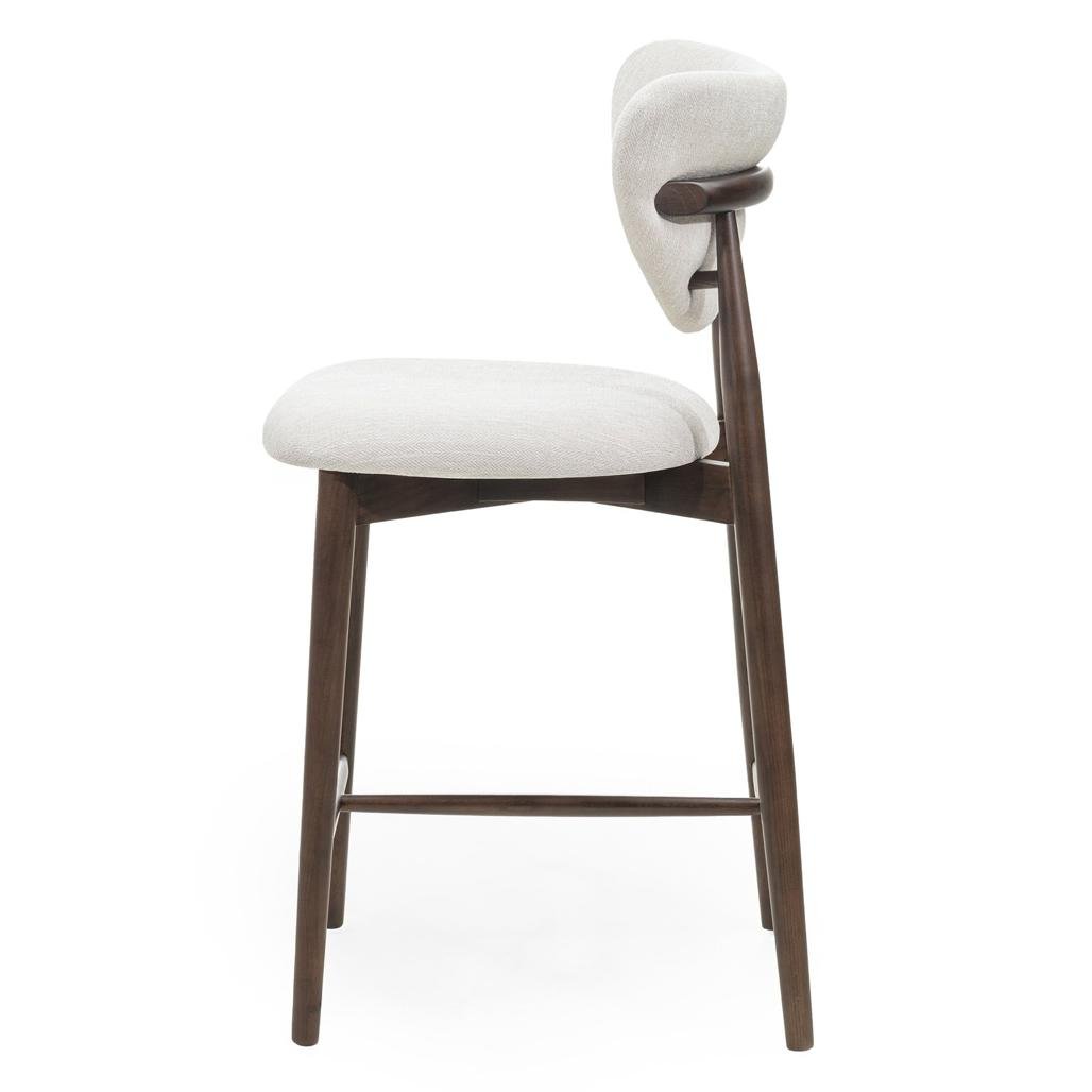 Sgabello Juliette beige con gambe in frassino noce - NN-JUL-UPH-STO-WAL-260 - foto 3