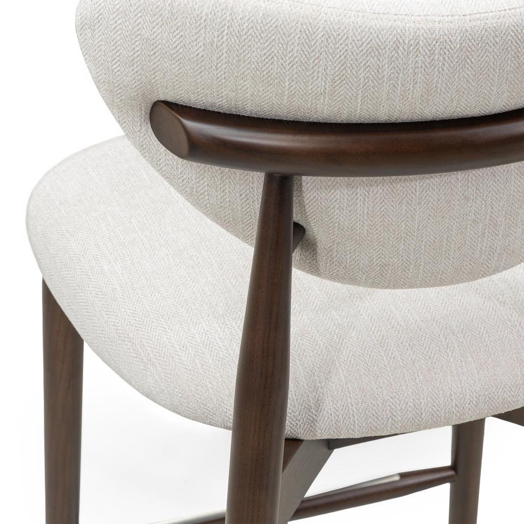 Sgabello Juliette beige con gambe in frassino noce - NN-JUL-UPH-STO-WAL-260 - foto 4