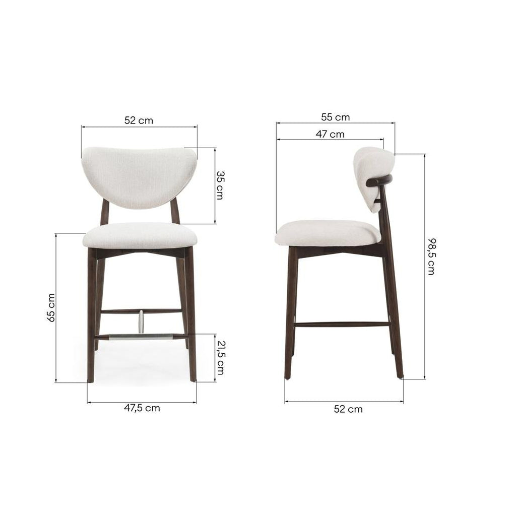 Sgabello Juliette beige con gambe in frassino noce - NN-JUL-UPH-STO-WAL-260 - foto 6