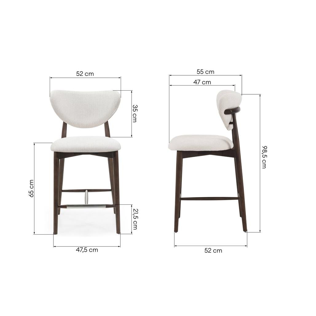 Sgabello Juliette beige con gambe in frassino noce - NN-JUL-UPH-STO-WAL-260 - foto 6