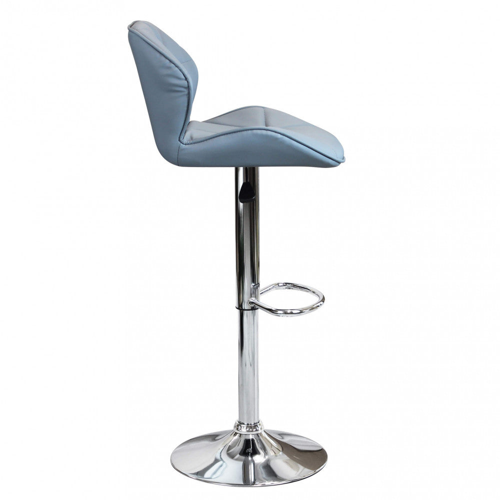 Profilo laterale dello sgabello Manuel, che evidenzia la curvatura ergonomica e la leva di regolazione.