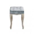 Sgabello Marly in legno con seduta in velluto grigio, vista frontale su sfondo bianco.