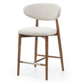 Sgabello Mirali beige con gambe in frassino marrone - NN-MIR-UPH-STO-BEI-252