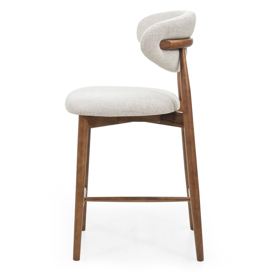 Sgabello Mirali beige con gambe in frassino marrone - NN-MIR-UPH-STO-BEI-252 - foto 4