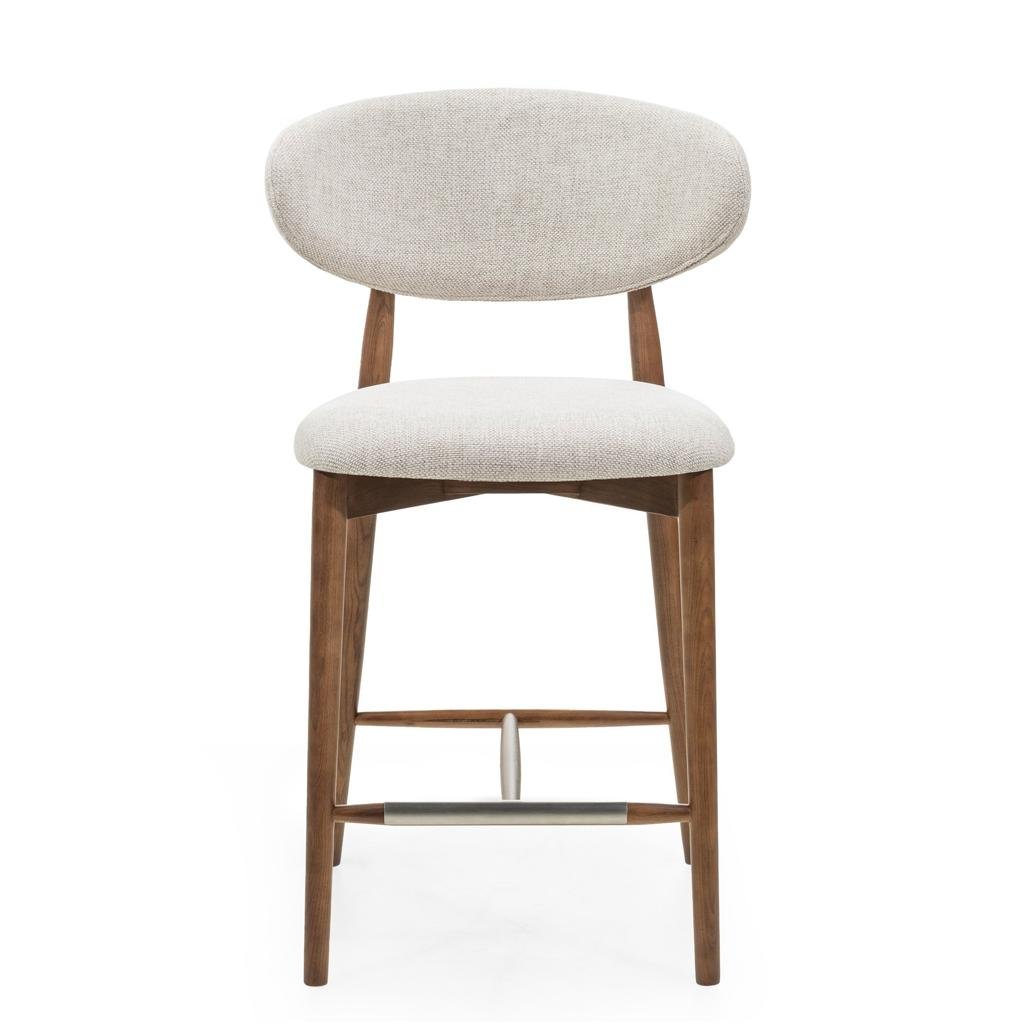 Sgabello Mirali beige con gambe in frassino marrone - NN-MIR-UPH-STO-BEI-252 - foto 6