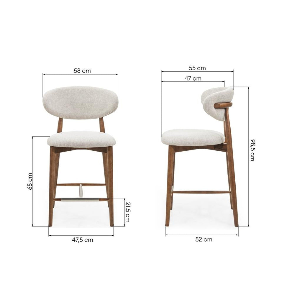 Sgabello Mirali beige con gambe in frassino marrone - NN-MIR-UPH-STO-BEI-252 - foto 8