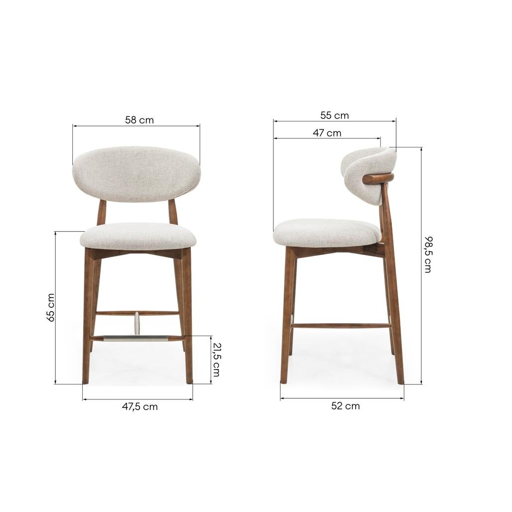 Sgabello Mirali beige con gambe in frassino marrone - NN-MIR-UPH-STO-BEI-252 - foto 8