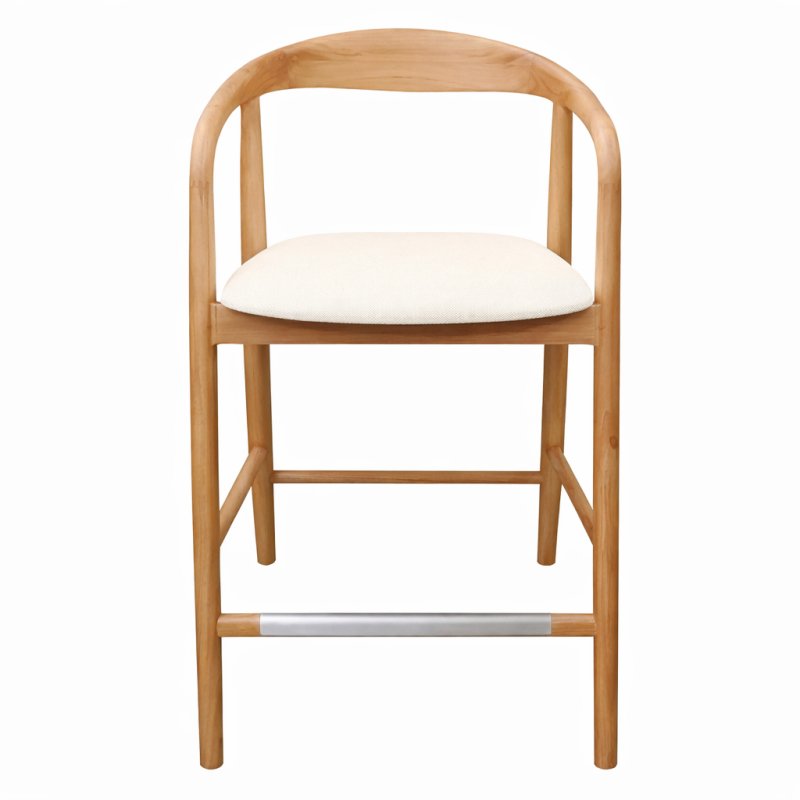 Sgabello Udvika in teak naturale con seduta crema antimacchia - NN-UDV-UPH-STO-NATWOO-485 - foto 2