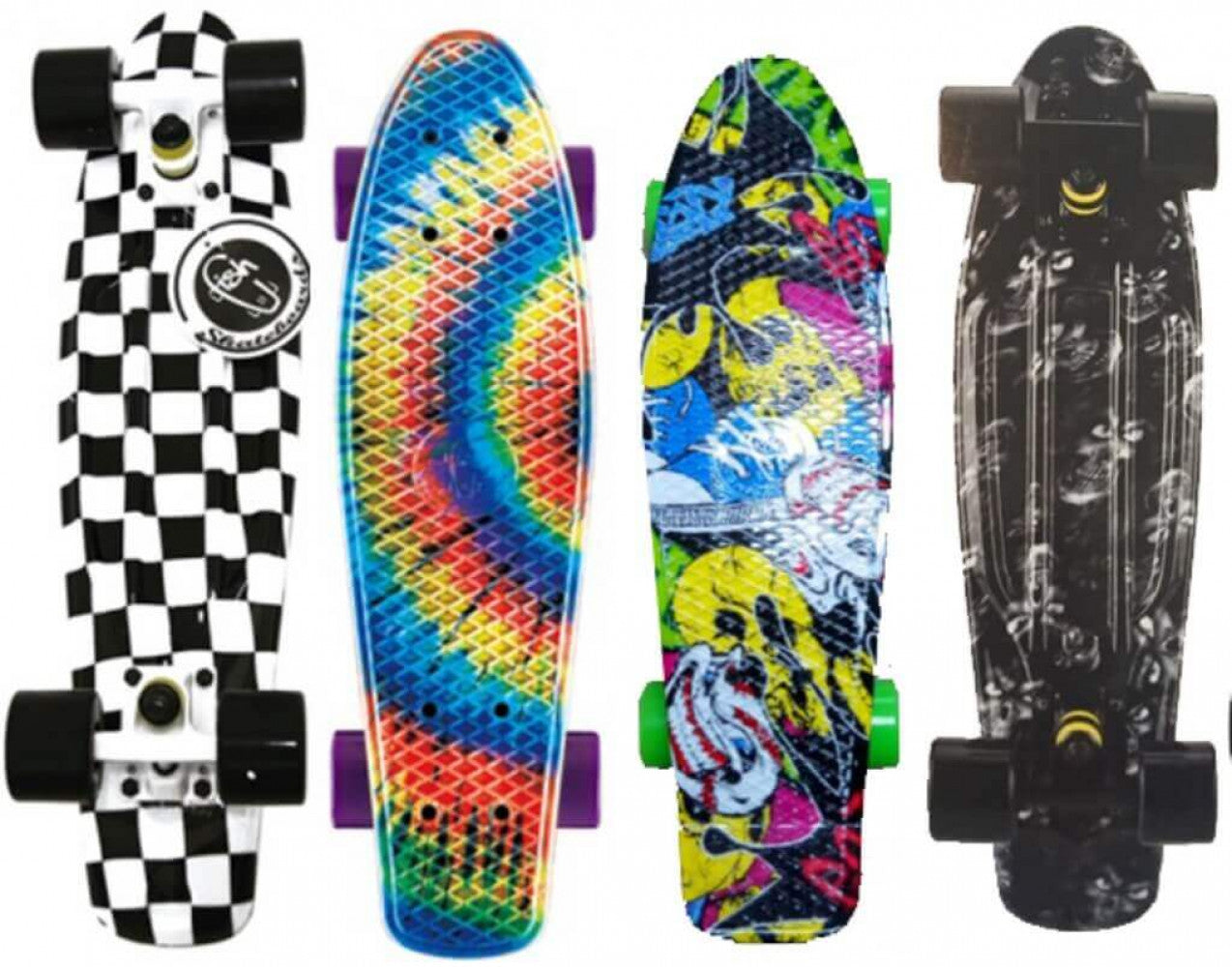 Skateboard cruiser Cosma a scacchi bianchi e neri