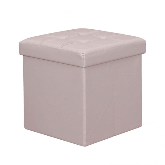 POUF CONTENITORE QUADRATO IN ECOPELLE NATURALE