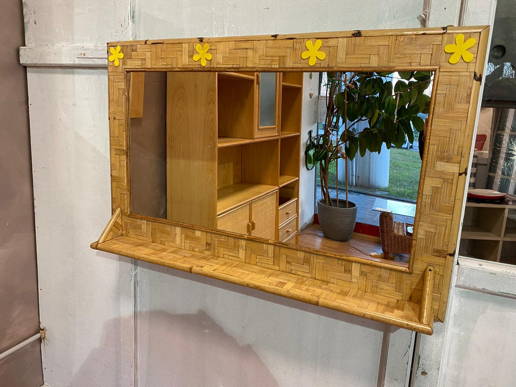 Specchio da parete in bambù naturale