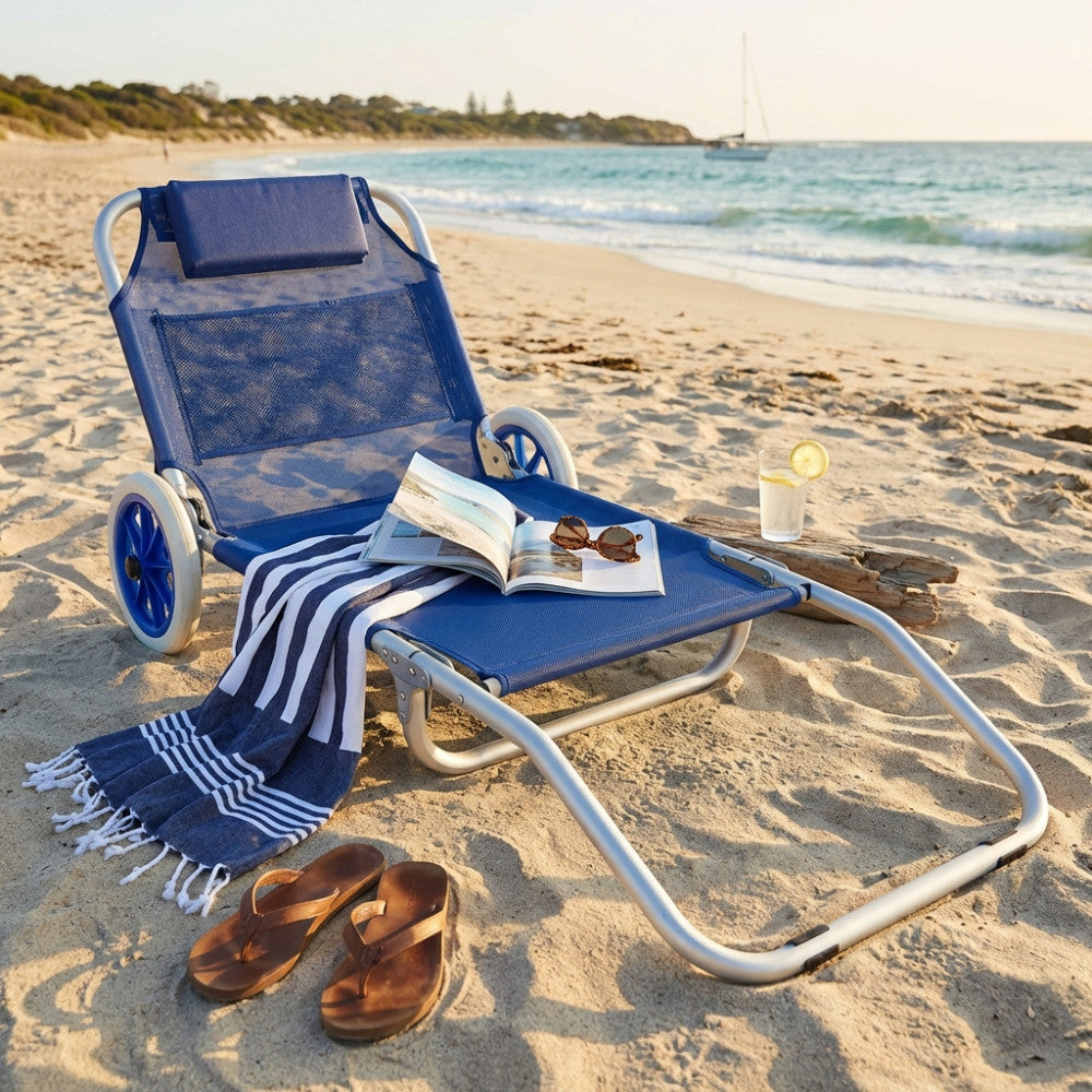 Spiaggina Cosma trasformabile in carrello vista frontale