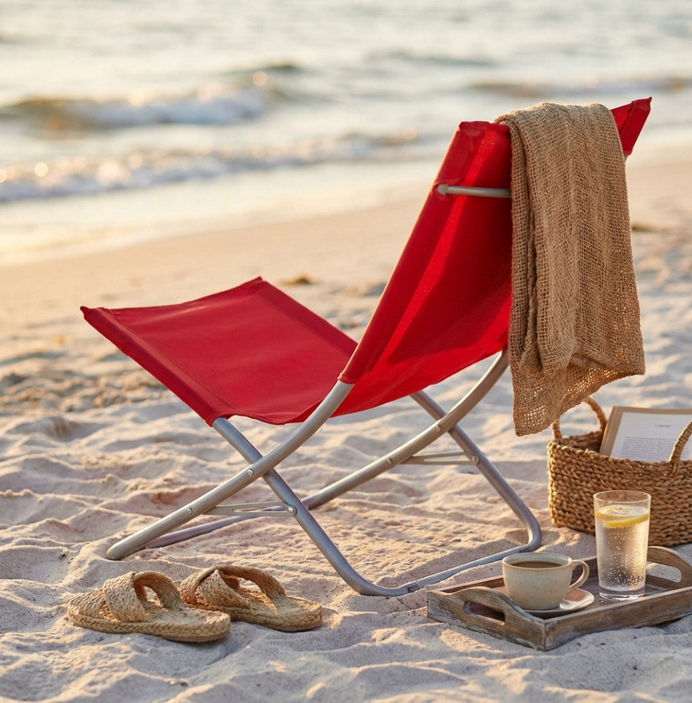Spiaggina Cosma Steel Oxford rossa vista laterale