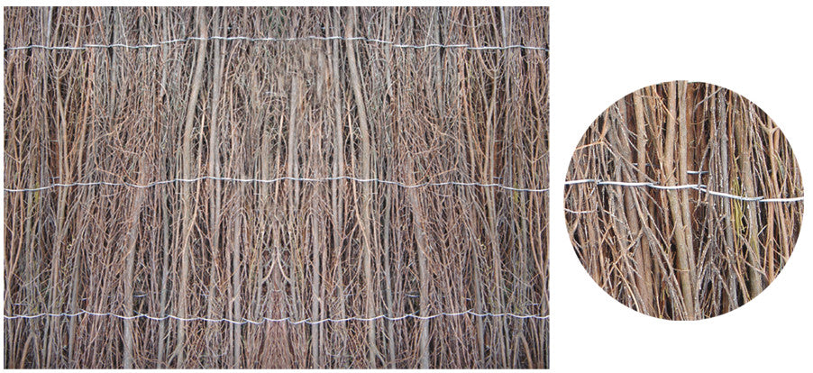 Stuoia Arella in Erica colore naturale, utilizzata come schermatura per un balcone.