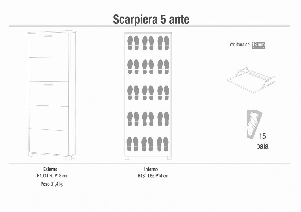SCARPIERA 5 ANTE P.18 OSSIDO NERO E NOCE STELVIO