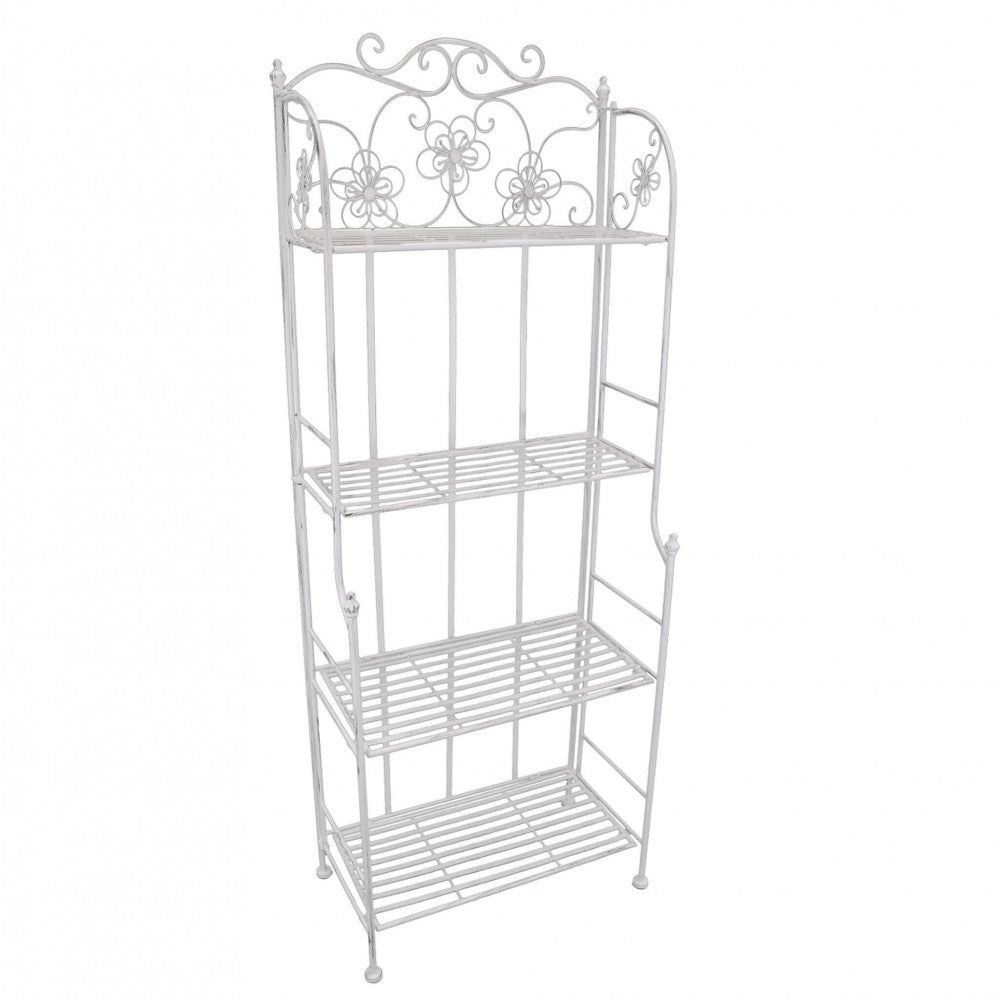 Scaffale in metallo bianco antico Cosma