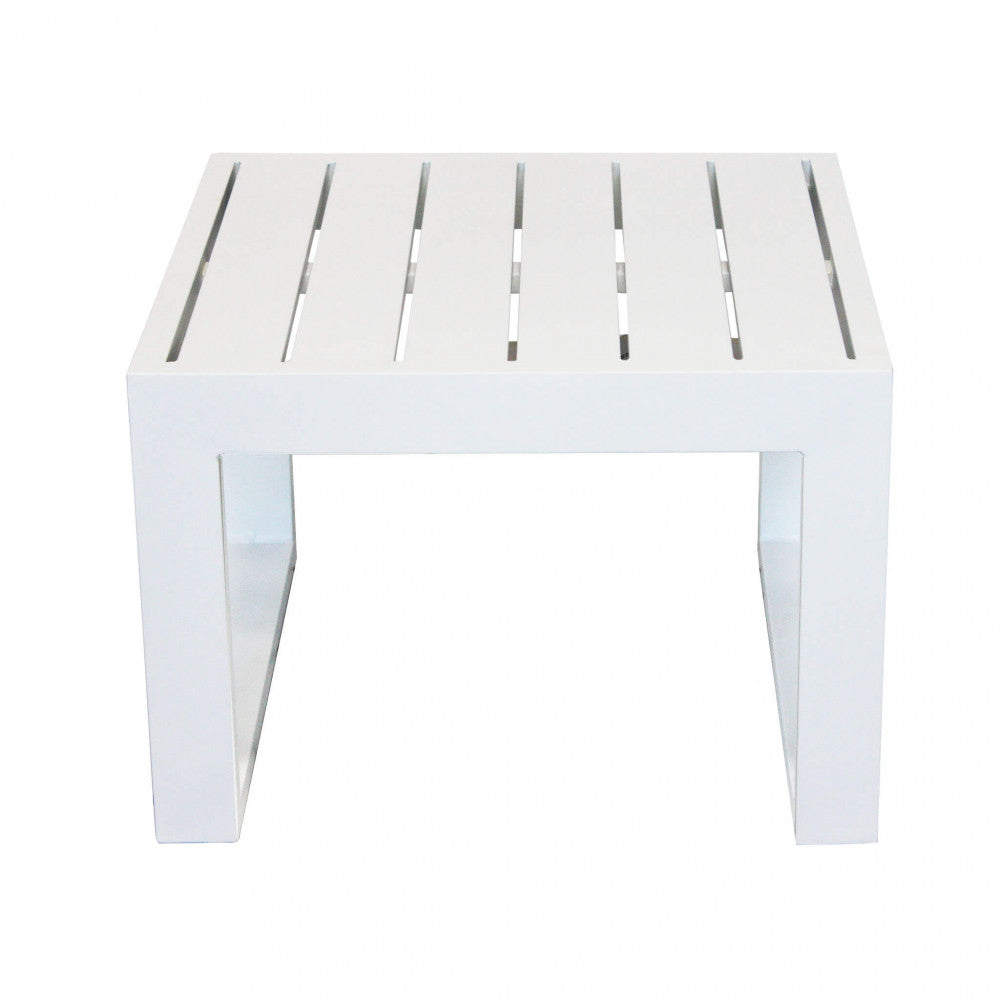 Tavolino da giardino Cuba 45x45 cm fisso in alluminio color bianco, ideale per spazi esterni e aree relax | Albert Stock