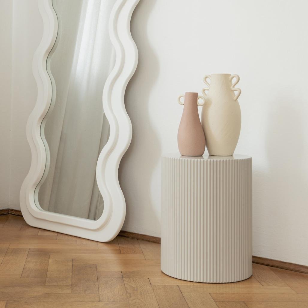 Tavolino d'appoggio Ryu 35 cm grigio beige con scanalature - NN-RYU-FUR-SIDTAB-LIGGRE-163 - foto 3