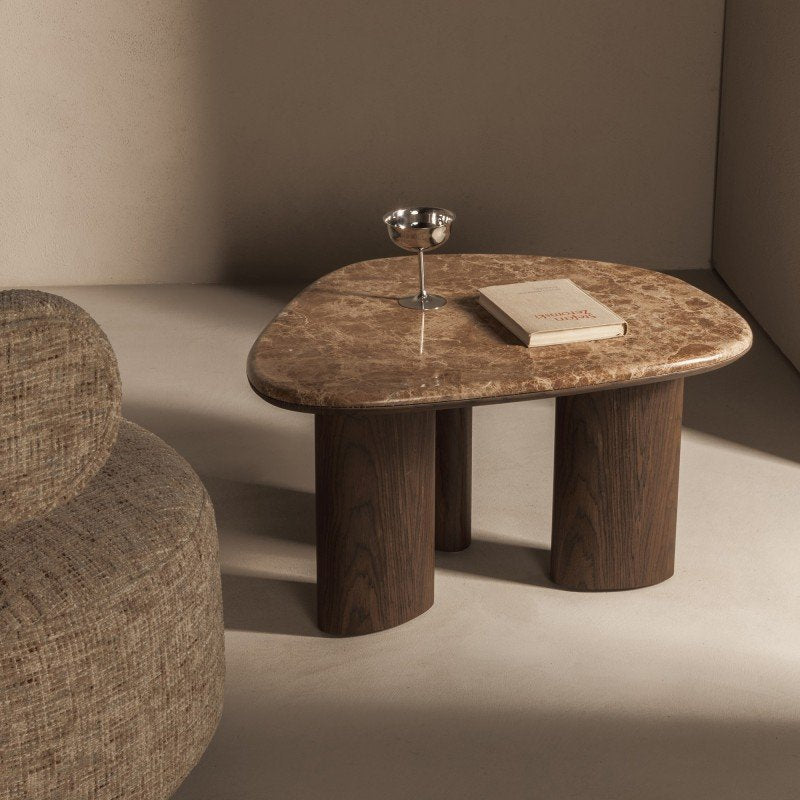 Tavolino Elle 75 cm noce scuro con piano in marmo - NN-ELL-FUR-COFTAB-WAL-633 - foto 2