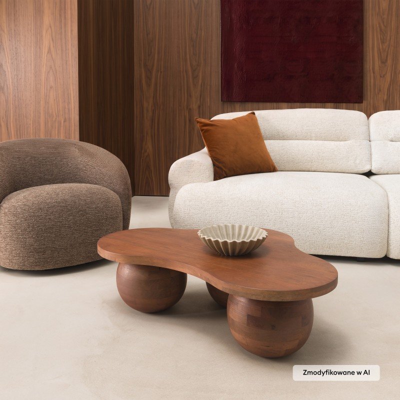 Tavolino Obig in legno di mango noce dalla forma organica - NN-OBI-FUR-COFTAB-WAL-680 - foto 2