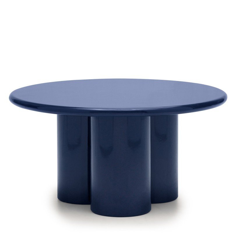 Tavolino rotondo Burgun 80 cm blu cobalto lucido - NN-BUR-FUR-COFTAB-NAVBLU-655