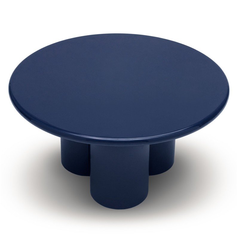 Tavolino rotondo Burgun 80 cm blu cobalto lucido - NN-BUR-FUR-COFTAB-NAVBLU-655 - foto 3