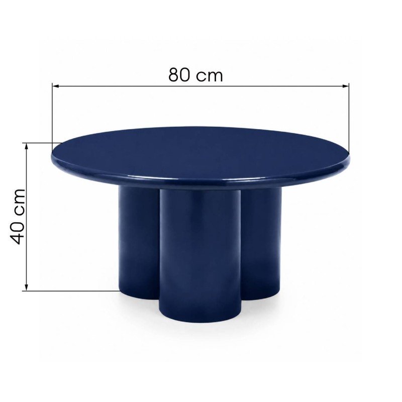 Tavolino rotondo Burgun 80 cm blu cobalto lucido - NN-BUR-FUR-COFTAB-NAVBLU-655 - foto 7