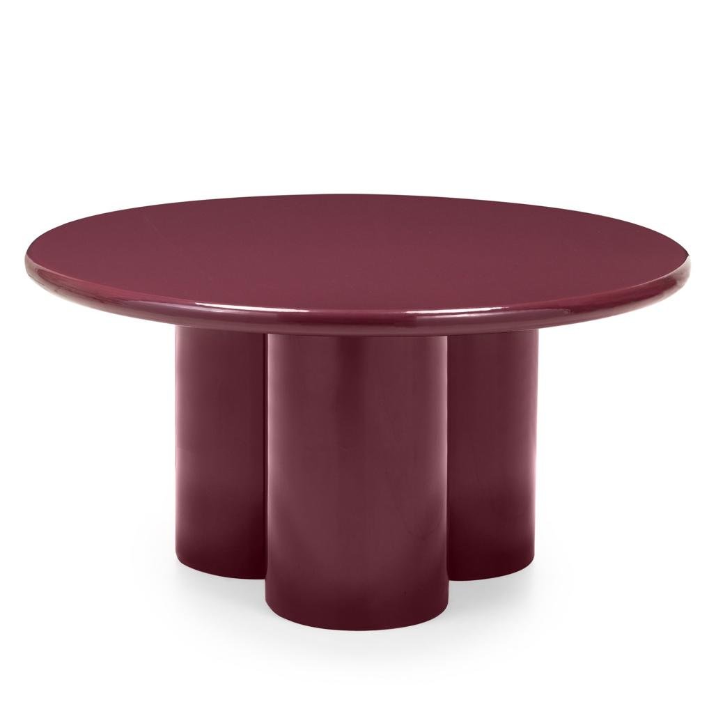 Tavolino rotondo Burgun 80 cm bordeaux lucido - NN-BUR-FUR-COFTAB-BOR-293